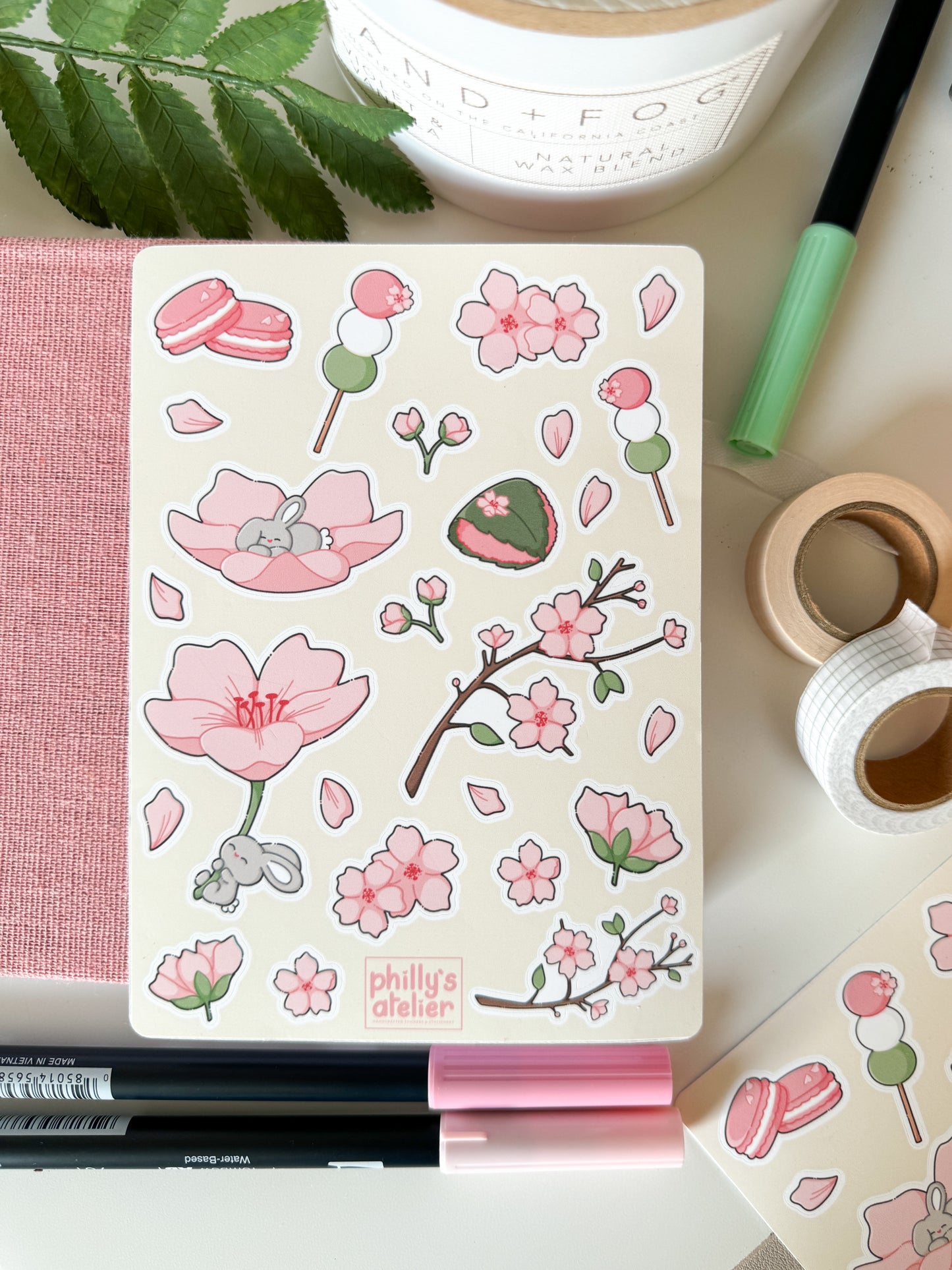 Bunny + Cherry Blossoms Sticker Sheet